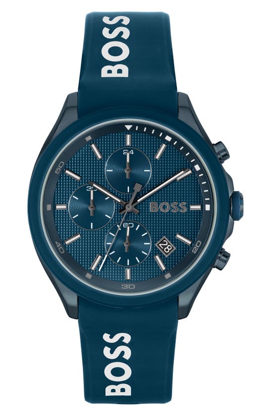 Hugo Boss Velocity Chronograph Silicone Strap Watch, 44mm In Blue