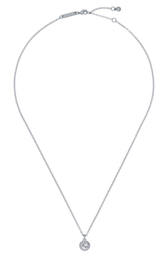 Shop Ted Baker Soltell Solitaire Crystal Halo Pendant Necklace In Silver Tone Clear Crystal