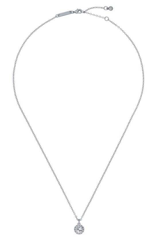 Ted Baker Soltell Solitaire Crystal Halo Pendant Necklace In Silver Tone Clear Crystal