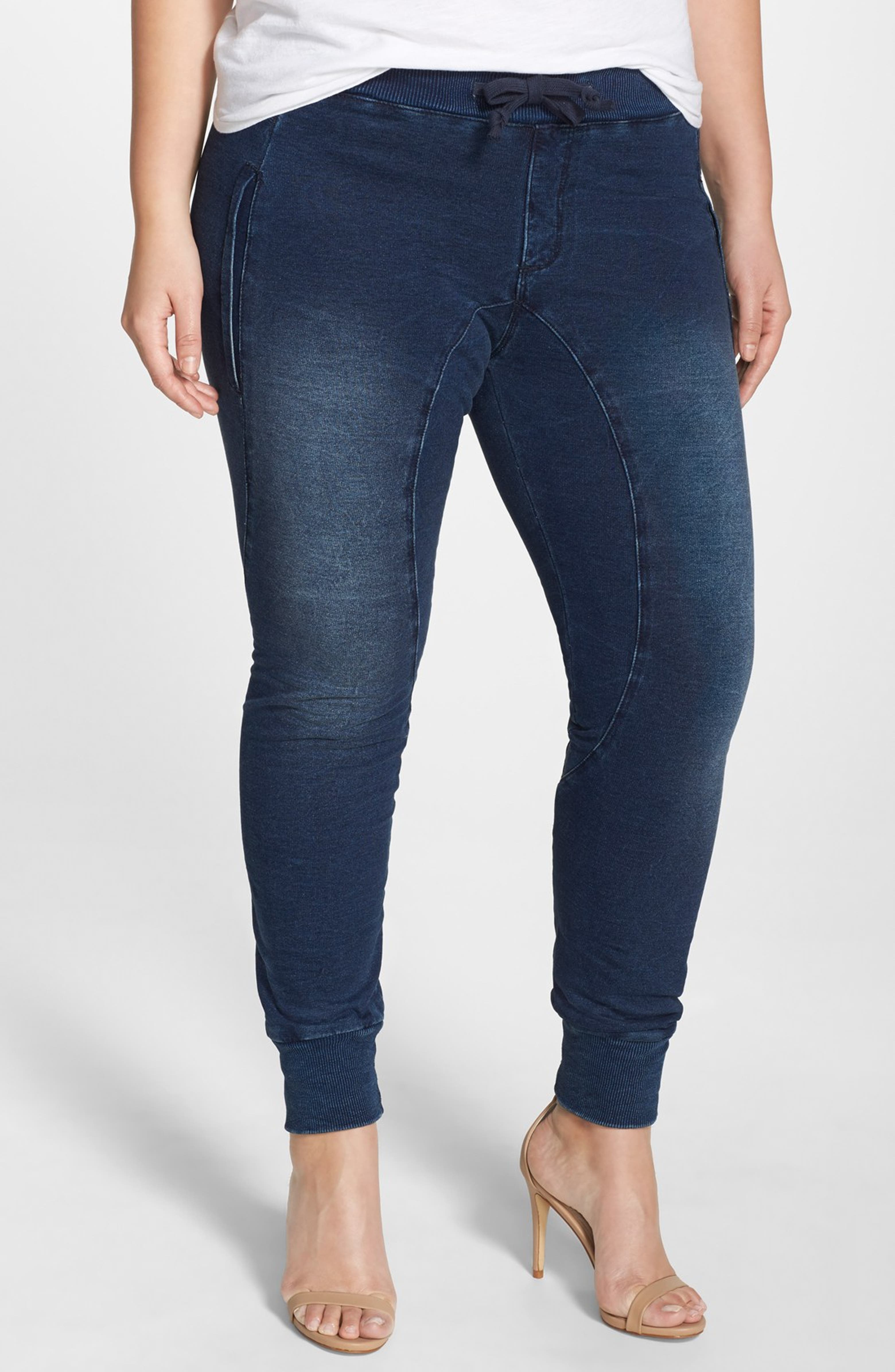 Poetic Justice 'Jonjon' Stretch Knit Denim Jogger Pants (Plus Size