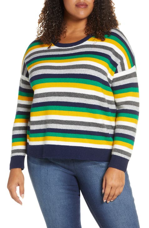 Multistripe Crewneck Sweater (Plus Size)