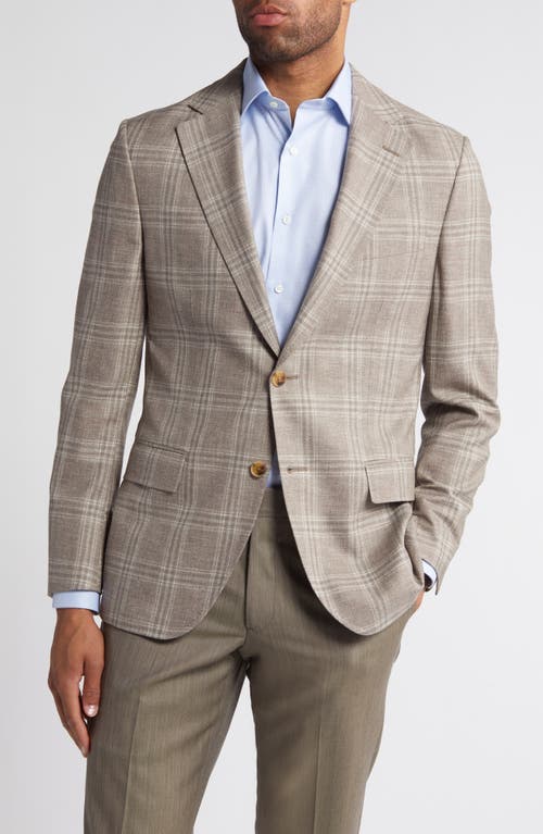 Hyperlight Soft Plaid Wool Sport Coat in Tan