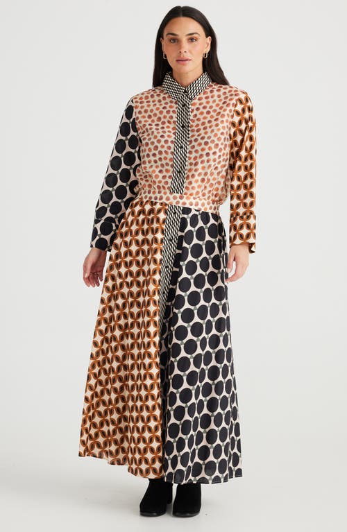 Shop Brave + True Brave+true Lucy Mixed Print Maxi Skirt In Gingerbread