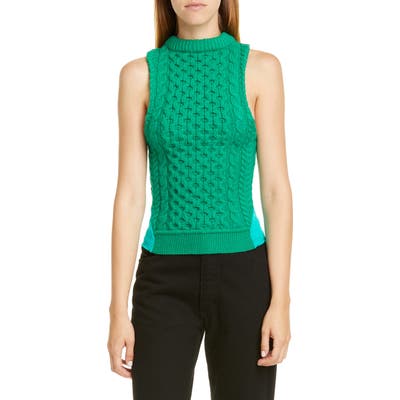 Marine Serre Upcycled Wool & Jersey Top, Green