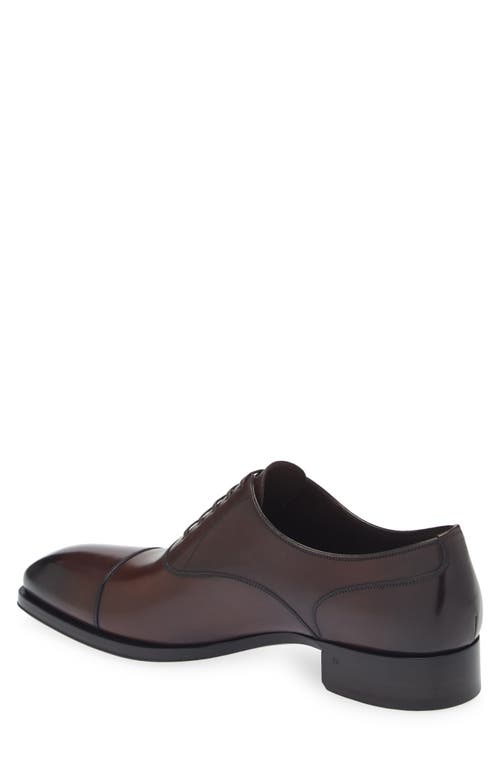 Shop Tom Ford Elkan Burnished Leather Oxford In Burnt