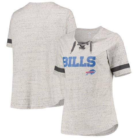 Women's Fanatics Branded Heather Charcoal New York Giants Plus Size Lace-Up  V-Neck T-Shirt