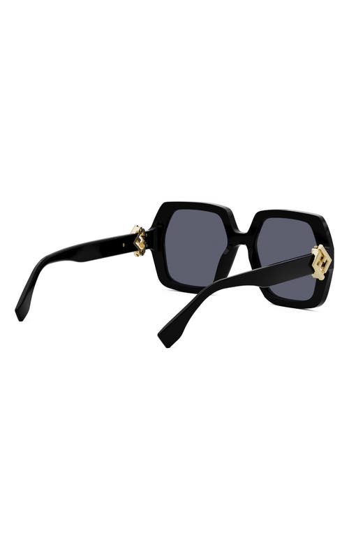 Shop Fendi ' Diamonds 51mm Square Sunglasses In Shiny Black/blue