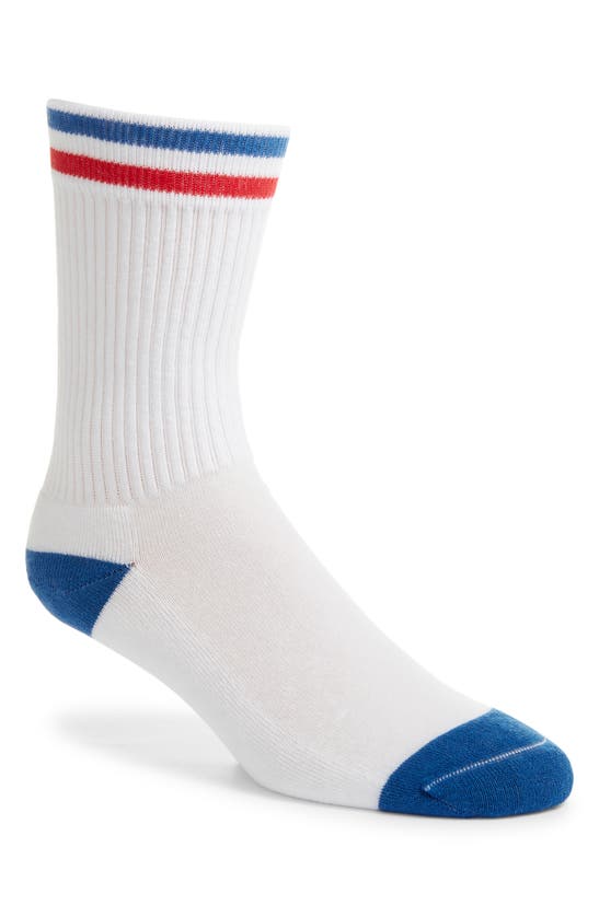 Shop American Trench Kennedy Lux Stripe Crew Socks In Summer White