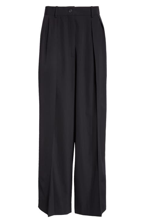 The Row Womens Side Zip High Rise Pleated Cropped Pants Black Wool