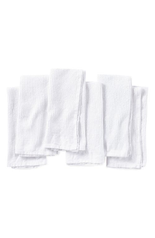 Coyuchi Set Of 6 Organic Cotton Waffle Knit Kitchen Towels In Alpine White