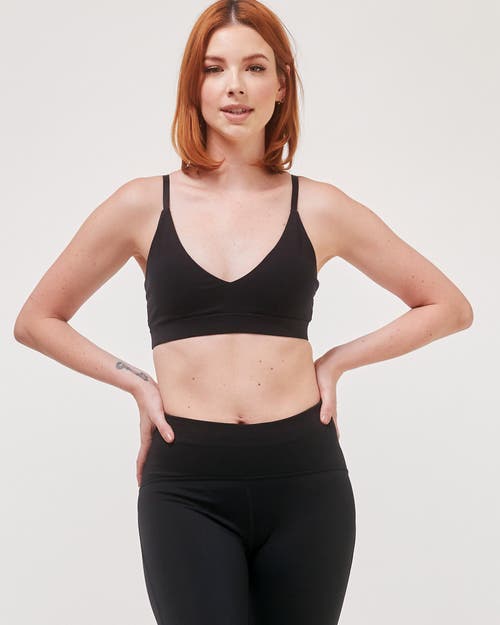 Shop Rebody Active Uplift V Neck Sports Bralette In Metropolis Black