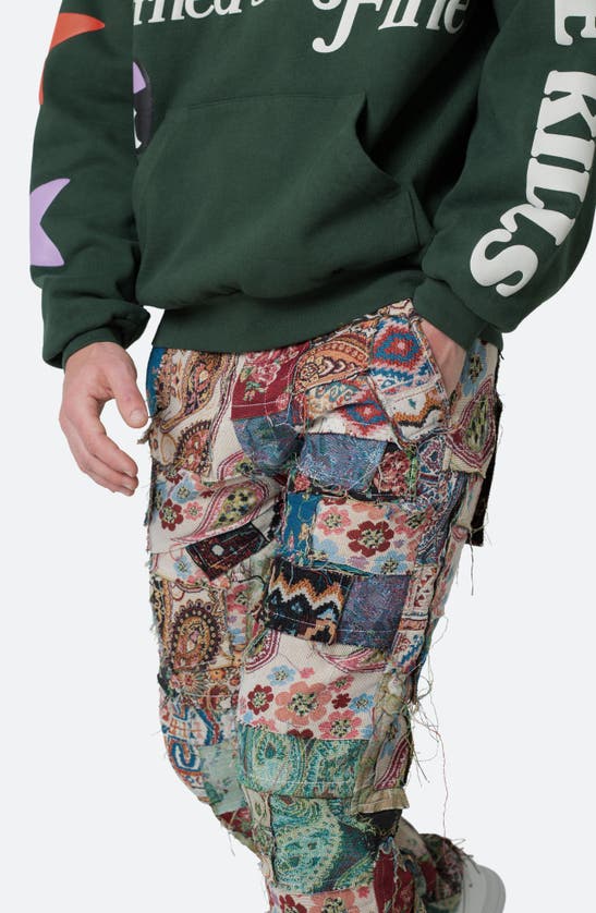 Mnml Panel Blanket Straight Leg Pants In Green Multi
