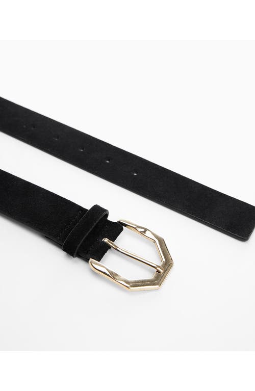 Mango Irregular Buckle Leather Belt In Black