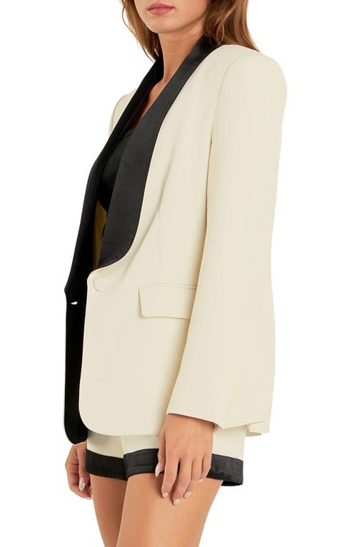 Shop Endless Rose Satin Lapel Blazer In Ivory