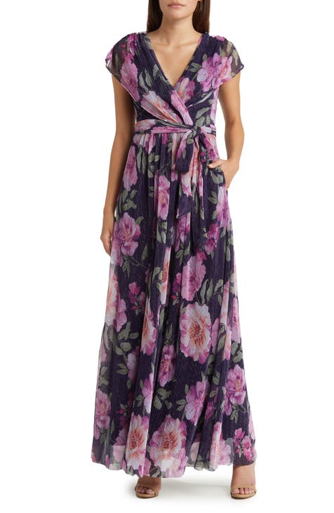 Floral Print Tie Waist Maxi Dress