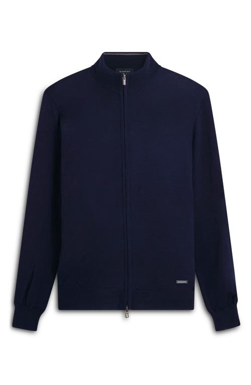 Shop Bugatchi Merino Wool Full Zip Jacket In Navy