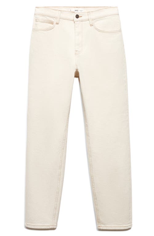 MANGO High Waist Ankle Tapered Mom Jeans Off White at Nordstrom,