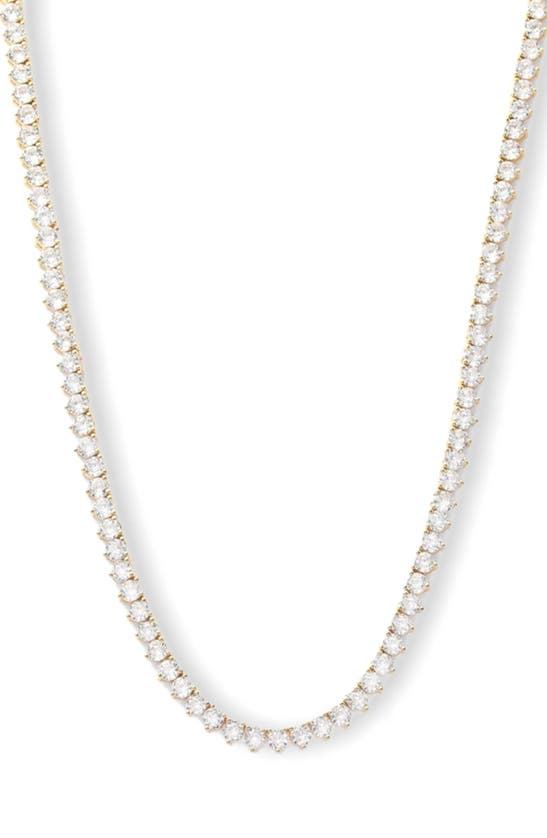 Shop Melinda Maria Not Your Basic Tennis Necklace In White Cubic Zirconia/ Gold