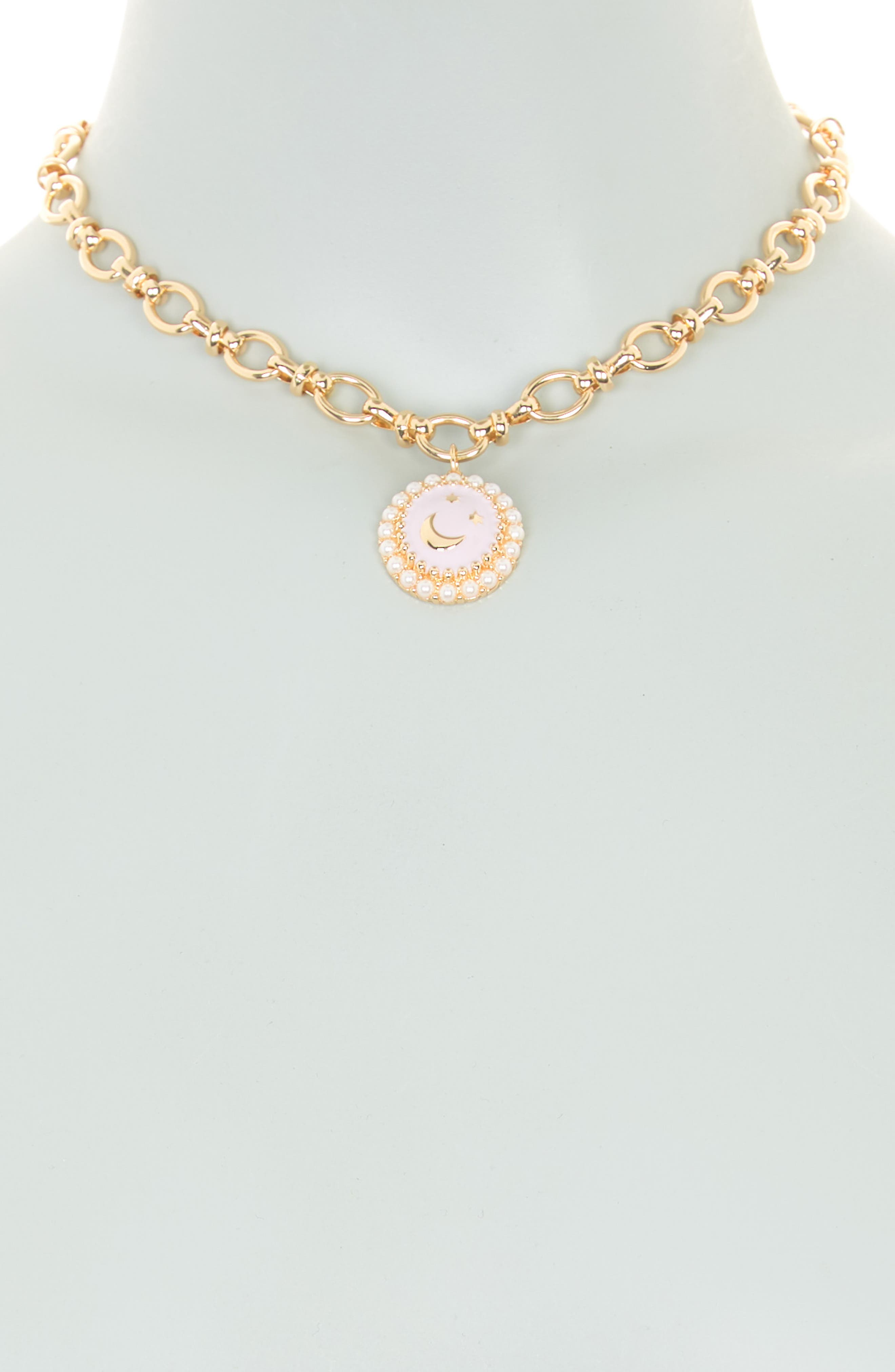 Melrose and Market Imitation Pearl Moon & Stars Pendant Necklace