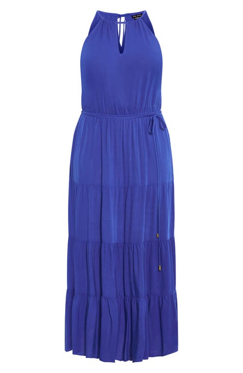 Shop City Chic Stacey Keyhole Tiered Maxi Dress In Marine