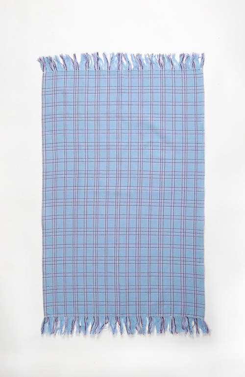 Archive New York Chiapas Plaid Handwoven Cotton Kitchen Towel In Blue