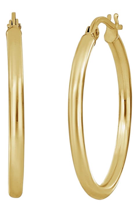 14K Gold Hoop Earrings, Medium Gold Hoops, Solid Gold Hoops 14K Gold / 20mm
