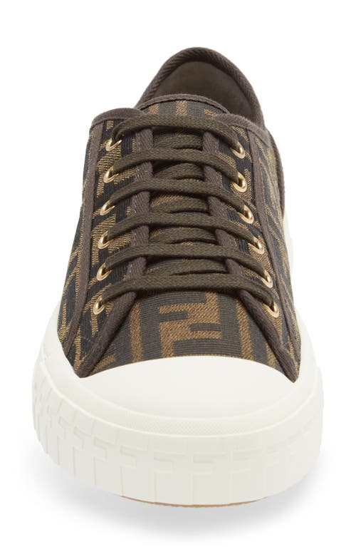 Fendi Men Brown Sneaker With All-over Ff Motif In Fabric Man In Black