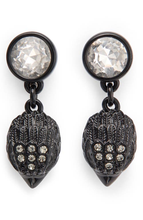 Kurt Geiger Signature Eagle Stone Drop Earrings In Black