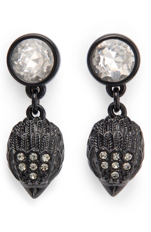 Shop Kurt Geiger London Crystal Eagle Head Drop Earrings In Black