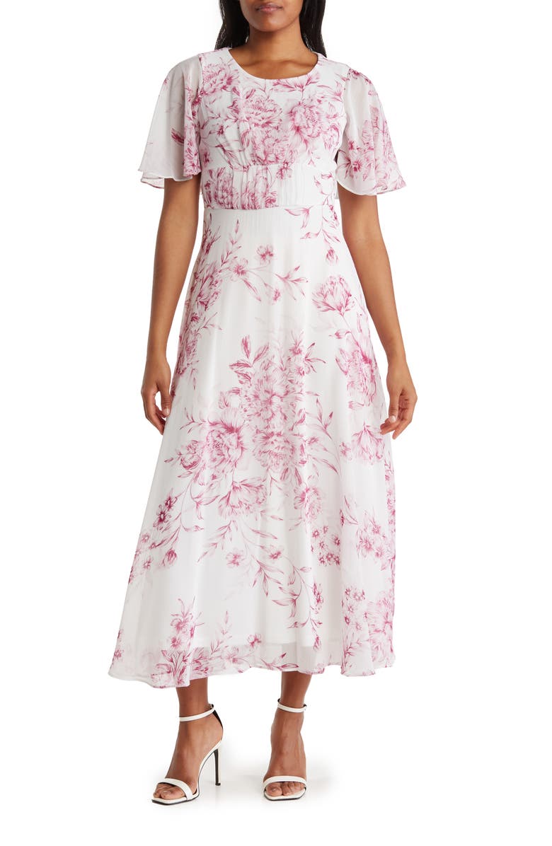 Calvin Klein Chiffon Floral Caplet Maxi Dress | Nordstromrack