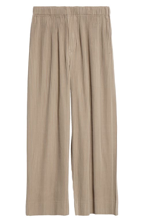 Shop Issey Miyake Homme Plissé  Monthly Colors September Pleated Crop Wide Leg Pants In Grain Beige