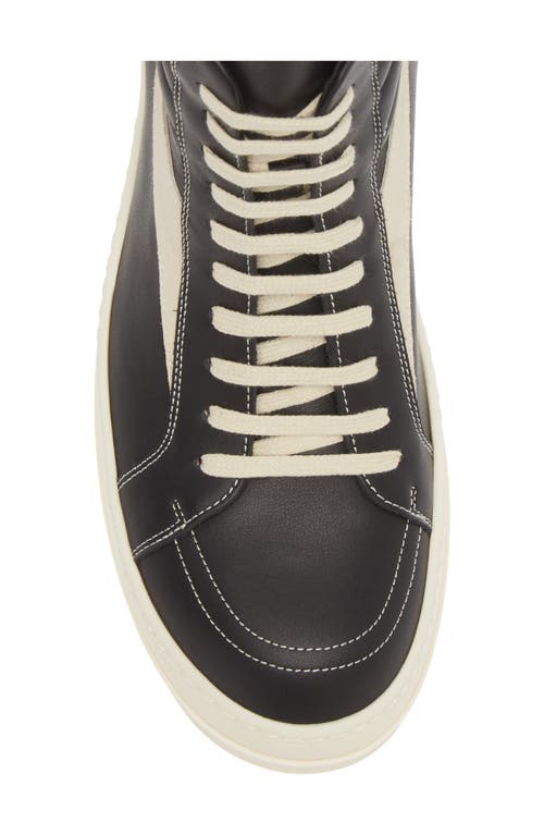 Rick Owens Vintage Suede-trimmed Leather High-top Sneakers In Black/ Milk/ Milk