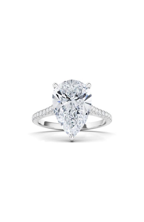 Hautecarat Everyday By  Pear Cut & Pavé Lab Created Diamond 18k Gold Ring In 18k White Gold