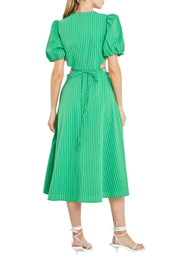 Shop English Factory Stripe Cutout Dress In Green