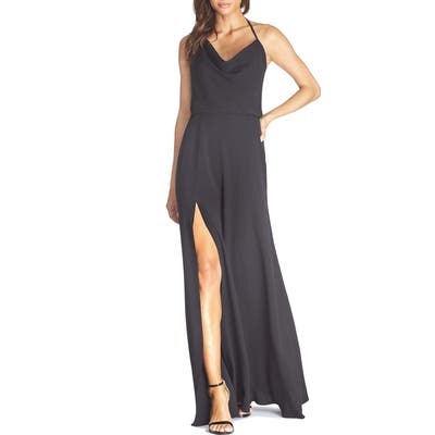 Dress The Population Cheyenne Cowl Neck Evening Gown, Black