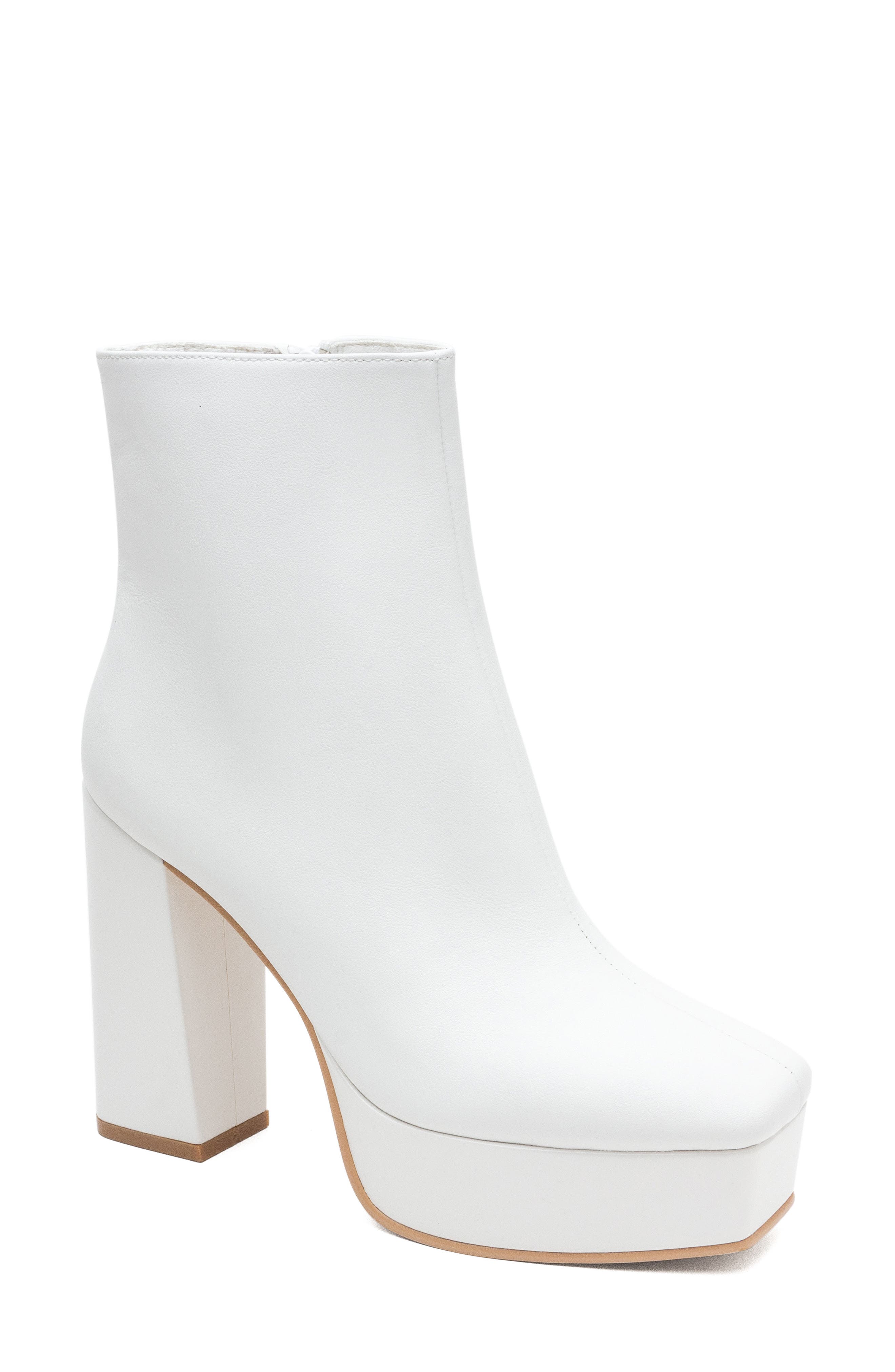 white boots thick heel