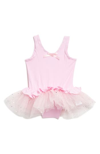 Shop Popatu Kids' Mini Bow Short Sleeve Tutu Bodysuit In Pink