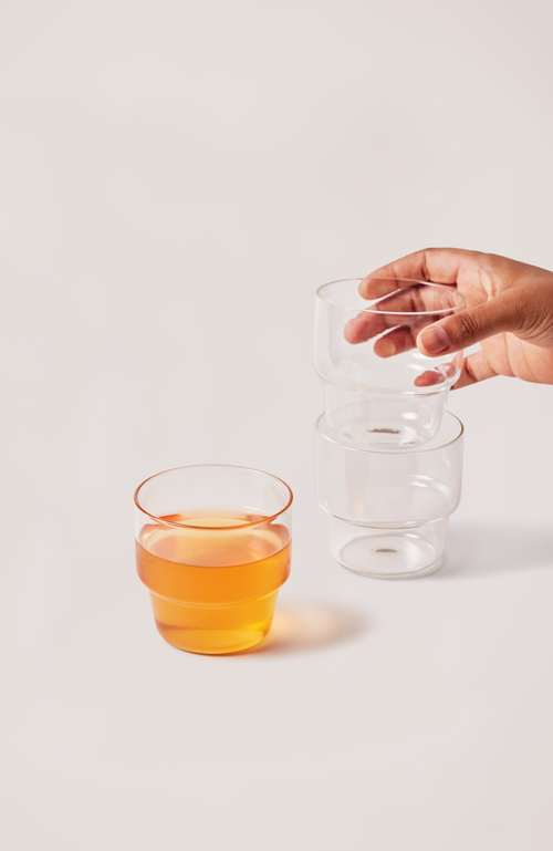 Fleck Stackable Glass Tumblers In Clear