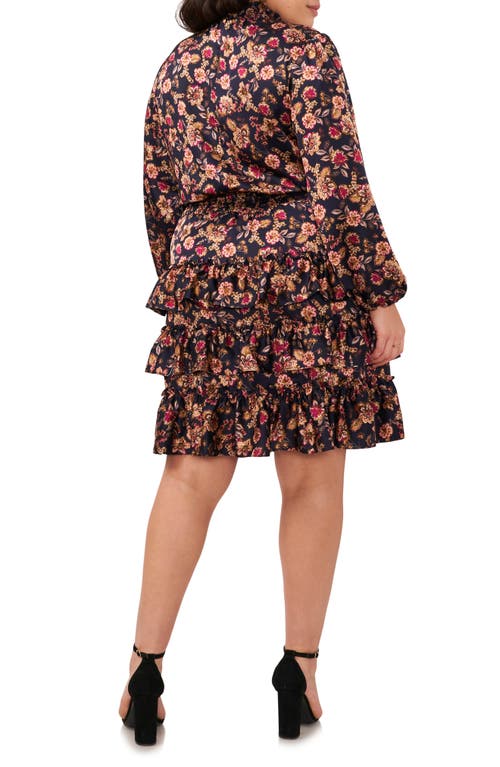 Shop 1.state Floral Print Long Sleeve Minidress In Woodblockfloral