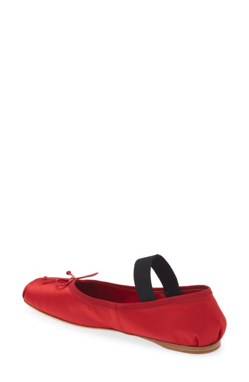 Shop Miu Miu Logo Strap Ballet Flat In Rosso