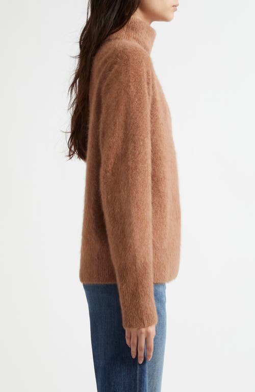 Shop Margaret O'leary Fox Hair, Wool & Silk Turtleneck Sweater In Toffee