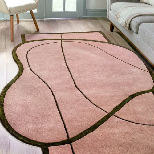 Jonathan Y Mosaic Coastal Geometric Border Handwoven Wool Area Rug In Pink/green