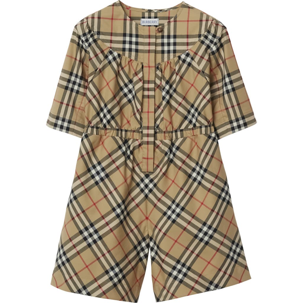 BURBERRY BURBERRY CHECK STRETCH COTTON PLAYSUIT