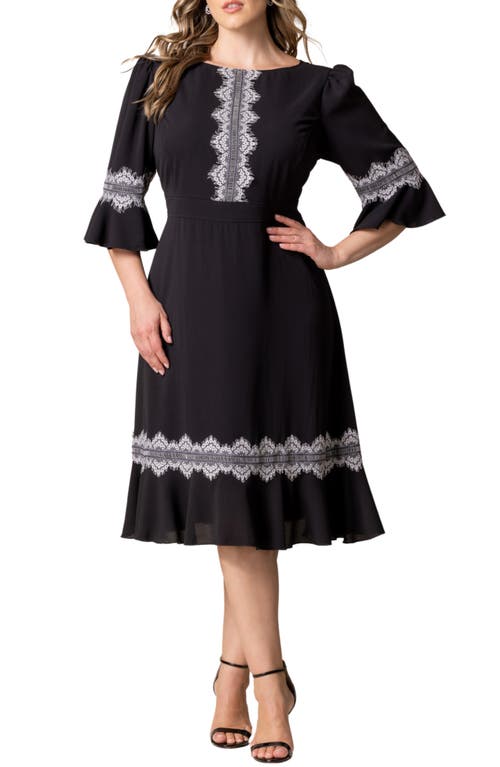 Shop Kiyonna Villa Lace Trim Cocktail Dress In Black Noir