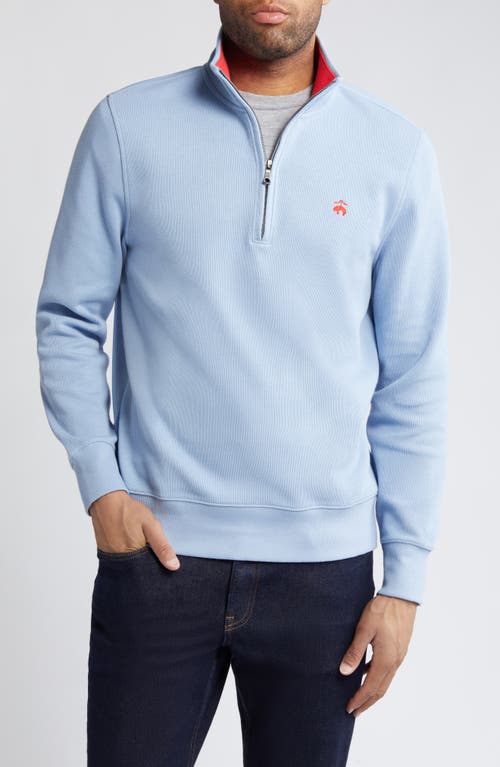 Brooks Brothers Rib Cotton Half Zip Pullover in Forever Blue 
