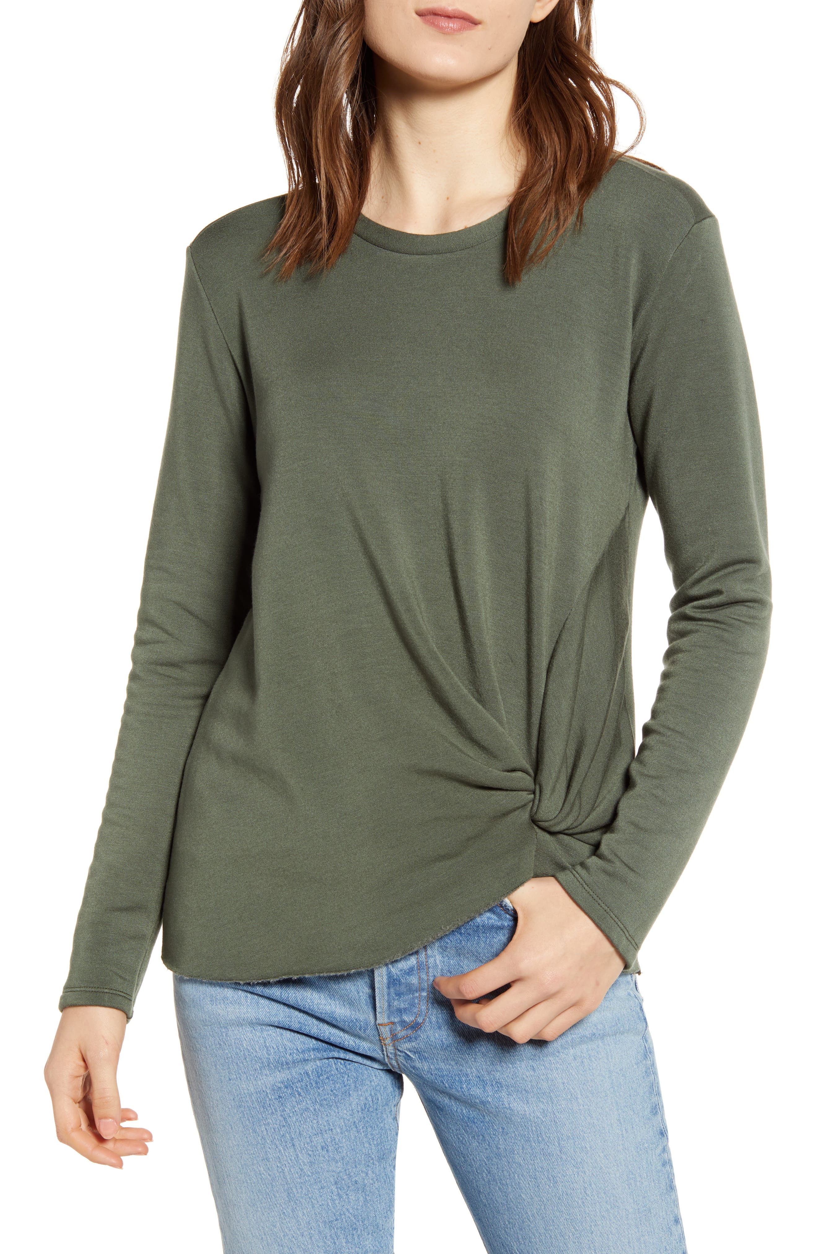 Stateside Twist Front Fleece Sweatshirt, Green