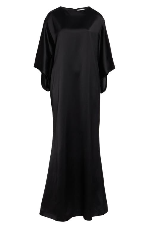 Shop Fforme Devora Reversed Raglan Duchess Satin Maxi Dress In Black