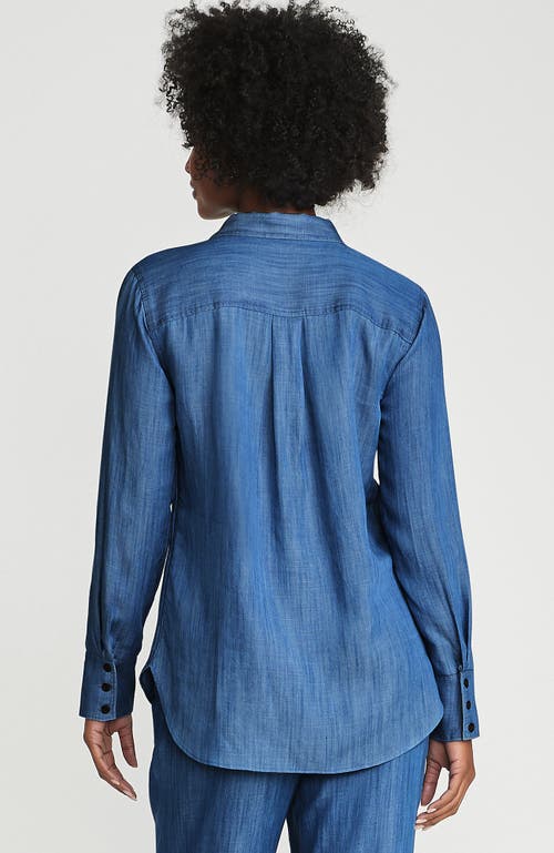 Shop Lands' End Tencel Fibers Twill Popover Shirt In Soft Indigo