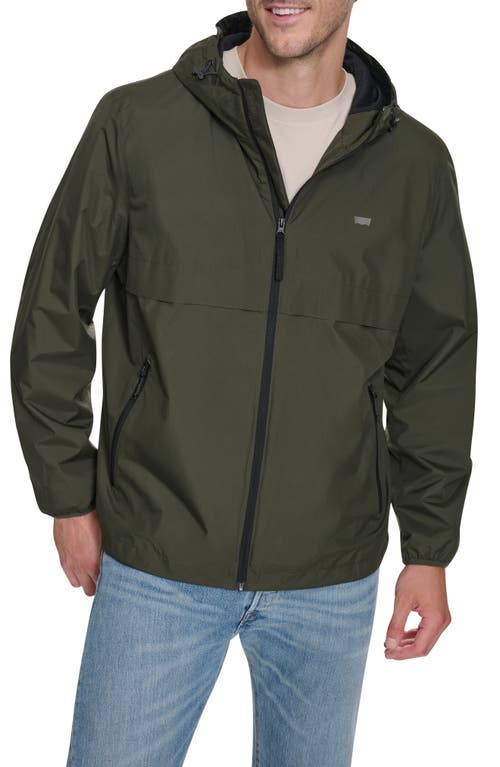 Shop Levi's Water Resistant Hooded Rain Jacket In Olive