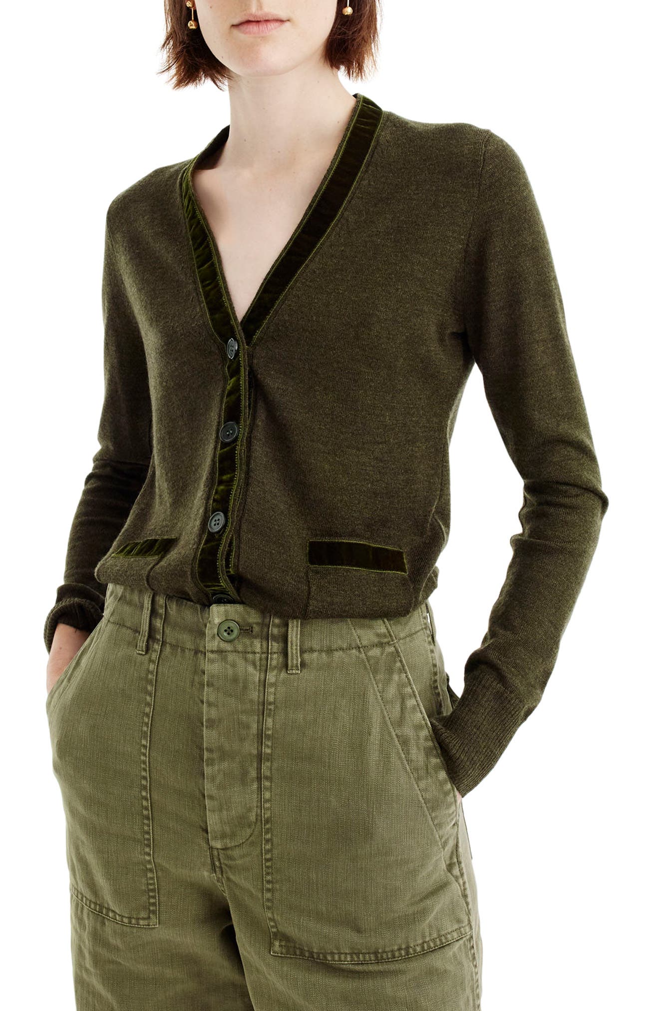 J.Crew Harlow Velvet Trim Cardigan Nordstrom
